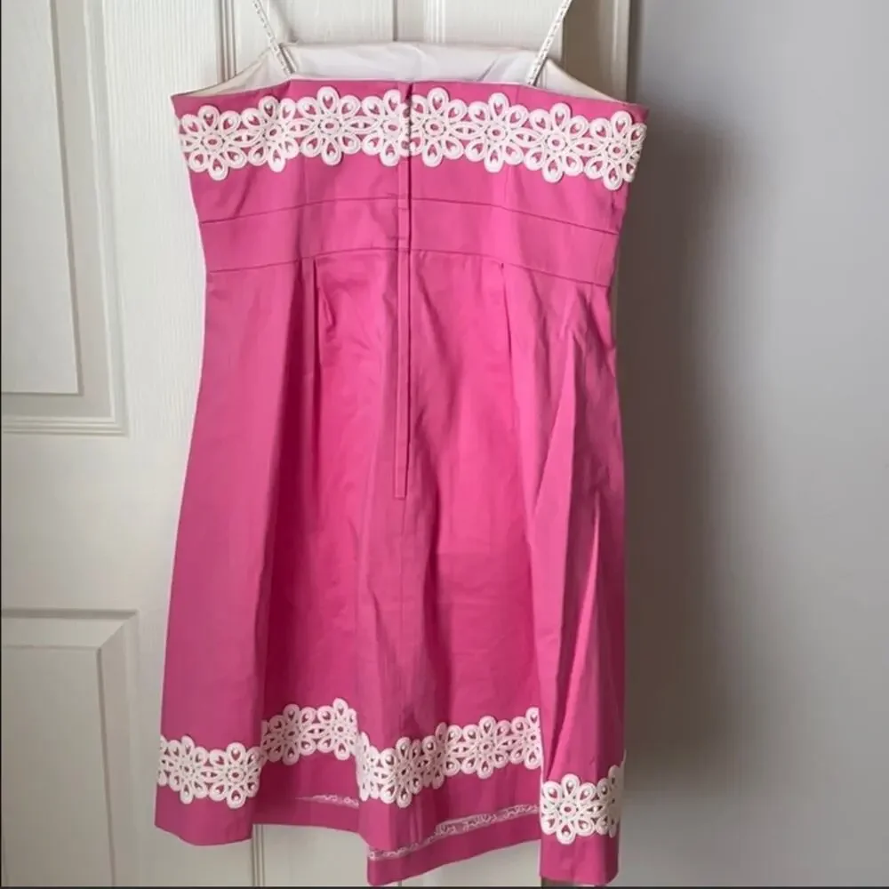 Lilly Pulitzer Betsy Dress Empire Waist Pink White Rare - Picture 3 of 6